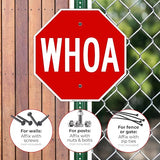 Whoa Sign, 18x18 Inches, Rust Free .063 Aluminum, Fade Resistant, Made in USA