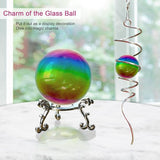 Gazing Ball Spiral Tail with Multi Color Stainless Steel Orb, Wind Spinners Stabilizer, Spiral Tail Wind Spinner, Outdoor Hanging Decoration for Garden Yard Patio Christmas Decor 13inch