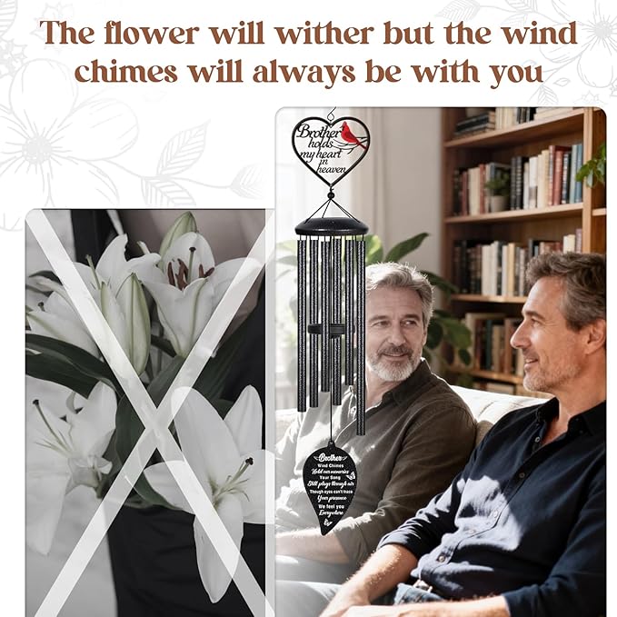 Memorial Gifts for Loss of Brother, 30" Sympathy Wind Chimes for Outside, Bereavement Condolences Remembrance Gift for Loss of Brother, Funeral Grieving in Memory of Windchimes