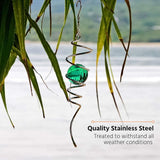 Metal Spiral Wind Spinner – Green Outdoor Spinner Ball with Tail, 3D Hanging Yard & Garden Décor