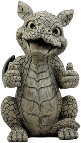 Ebros Whimsical Good Job Thumbs Up Dragon Garden Statue Faux Stone Resin Finish 10" H Dungeons and Dragons Mythical Fantasy Sculpture Guest Greeter Home Decor
