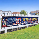 9.8 x 1.6 FT 250th Anniversary Banner, Red White Blue Stars Stripes Design for Independence Day, 1776-2026 250 Years Birthday, Patriotic Outdoor Yard Decor, Fence Banner Home Outside Decorations