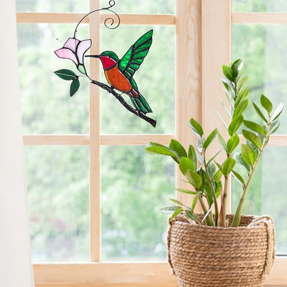 Handmade Stained Glass Hummingbird on Branch Colorful Glass Bird Suncatcher for Indoor Window Decor Unique Hummingbird Gift for Women,Mom,Grandma