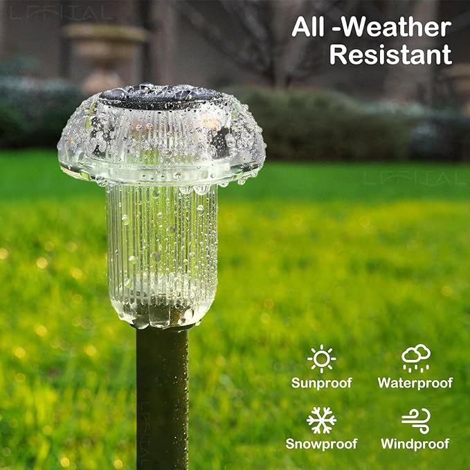 Solar Lights Outdoor 8 Pack Solar Pathway Lights Outdoor 3000K Warm White LED Waterproof Mushroom Lighting Stake for Outside, Yard, Garden, Path, Lawn, Driveway, Patio, Landscape Decorations
