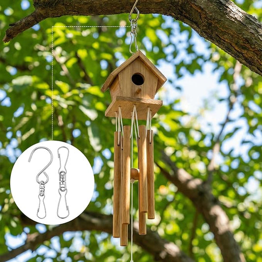 Wind Spinner Swivel Hooks, 20 Pieces Stainless Steel Swivel Hooks for Wind Spinners 360 Degree Rotating Windsock Clips Hanger Swivels Clips for Winds Chimes Bird Feeder Crystal Twisters Party Supply