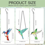 3 Pieces Hummingbird Stained Glass Gift Window Hanging Ornament Suncatcher Window Decoration for Women Mom Bird Lovers Valentines Mother's Day Christmas