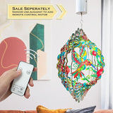 FONMY Wind Spinner Hummingbird 12 inch 3D Stainless Steel Wind Sculpture Worth Gift Christmas Decor. Laser Cut Metal Art Geometric Pattern - Hanging Mandala Wind Spinners, Kinetic Yard Art Decorations