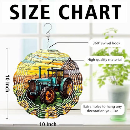 Tractor Wind Spinner, Tractor Stained Glass Wind Spinner, Wind Sculpture Tractor Wind Spinners for Garden Patio Yard Decor