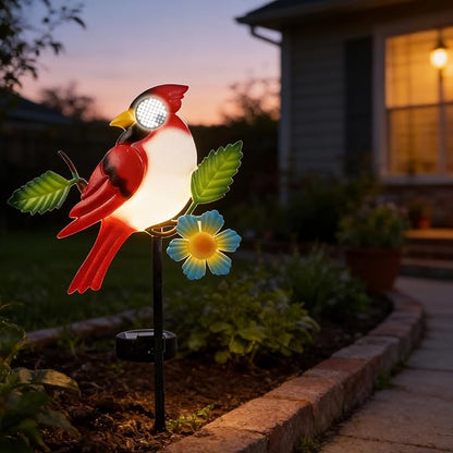 Rngmsi Garden Solar Lights Dynamic Eyes, Cardinal Bird Solar Garden Lights Stake Outdoor Decorations, LED Lighting Cardinal Decor Gifts for Patio Yard Pathway Lawn Ornaments