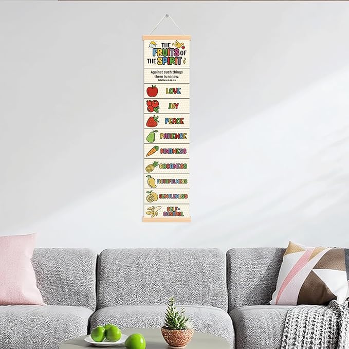 The Fruits of the Spirit Banner, Church Banner, Christian Rustic Hanging Door Flag, Farmhouse Decorations Outdoor Indoor, Church Activity Decor, Bible Lesson, Scripture and Words Decorations