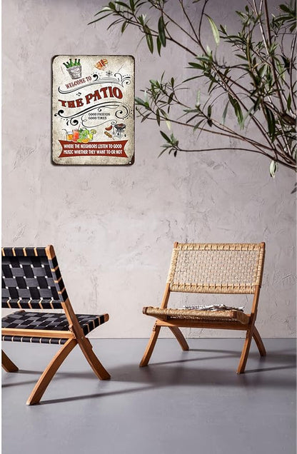 welcome to the patio sign Where The Neighbors Listen To Good Music Grilling for Home Bar Pub Porch Outdoor Wall Decor 12x16 inch