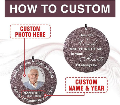 Personalized Memorial Wind Chimes for Outside, Custom Photo with Name & Date, in Loving Memory, Sympathy Gifts, Keepsake Loss of Beloved One, Gifts for Funeral (Produced in USA)