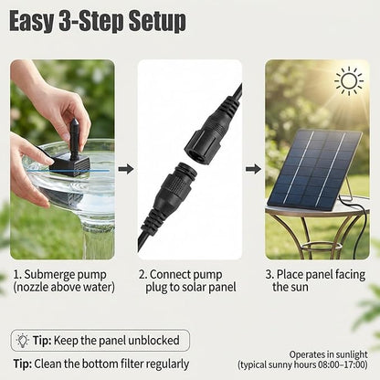 Solar Powered Fountain with 5 Size Spray Adapters Energy Saving Water Pump for Pond Garden Decor