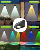 Solar Fence Lights Outdoor Waterproof High Brightness LED Spot Lens Deck Lights 7 Mode Warm & Cool White RGB Solar Powered Wall Lighting Decor for Outside Patio Step Backyard Railing Pool - 2 Pack