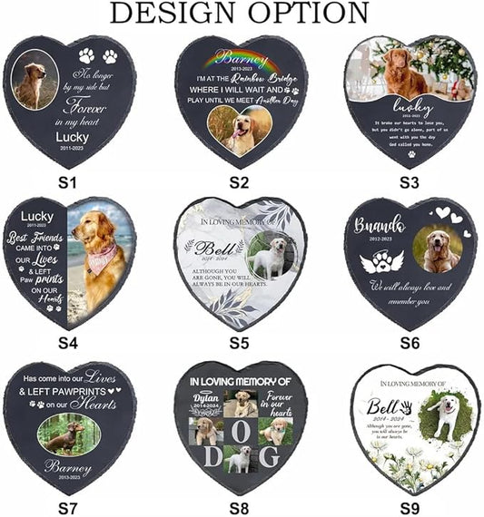 EBONY Personalized Pet Memorial Garden Stones for Dog or Cat Headstone Custom Pet Memorial Stone Customize with Name and Date Message Gift for Loss of Dog & Cat Lover (Heart)