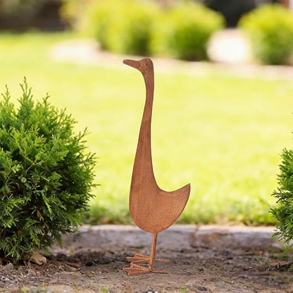 Metal Garden Decor for Outside, Rusty Duck Outdoor Garden Statues,17" Vintage Rustic Duck Figurine Sculptures Yard Art Animal Ornaments Patio Lawn Backyard Decor