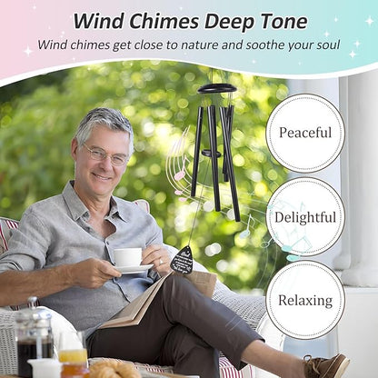 Gifts for Dad, 25''Wind Chimes Black, Dad Birthday Gifts from Daughter Son, Father's Day, Thanksgiving, for Dads，Father Gift Ideas for Dads Birthday Decorations