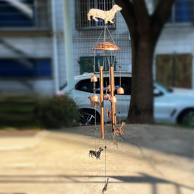 Dachshund Wind Chimes for Outside Dachshund Birthday Decorations Memorial Metal Dog Wind Chimes Unique Home Decor Dog Gifts for Women L