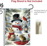 Winter Garden Flags 12x18 Double Sided, Small Burlap Outdoor Holiday Farmhouse Rustic Snowman Bunny Xmas Garden Flag Christmas Decorations Yard Lawn Porch Flags for Outside Decor