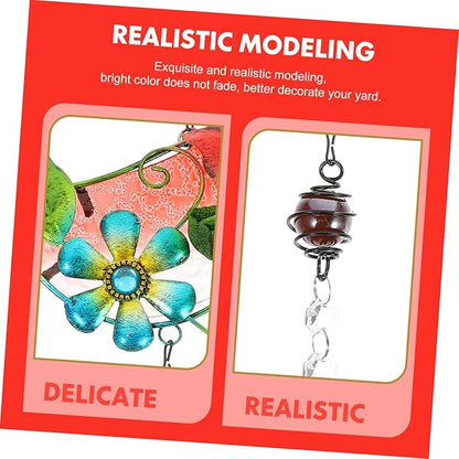 SUPVOX Creative Bird Figurine Hanging Decor Glass and Iron Garden Statue for Home Adornment Unique Outdoor Decoration for Garden and Patio