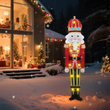 WONDER GARDEN Christmas Metal Yard Stakes, Lighted Nutcracker Soldier Garden Stake Yard Signs, Outdoor Christmas Decorations for Lawn Party Outside Decor