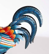 Wind & Weather Colorful Iron Rooster Garden Statue 14.5" W by 16" H by 6" D Rooster Statue for Garden, Patio, Porch, or Kitchen with Textured Feathers and Powder Coat Finish for Long-Lasting Color