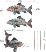 Outdoor Garden Statues Koi Fish Decor,Antique Copper Garden Sculptures & Statues for Outside,Patio,Backyard,Pond,Home,Decorations,Metal Yard Art Fish Stakes,Gifts for Mom Grandma,Set of 3