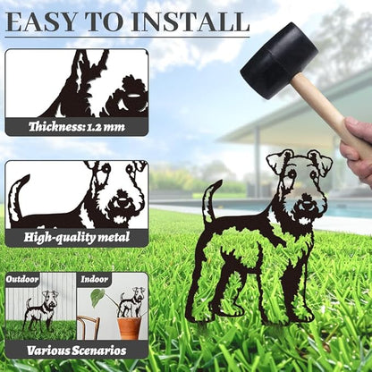 WADORN Terrier Dog Metal Decorative Garden Stakes, Black Terrier Dog Outdoor Statues Silhouette Funny Dogs Lover Gifts Stakes Silhouette Ornaments for Yard Art Garden Patio Backyard Lawn Decors