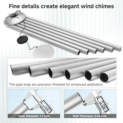 66" Extra Large Wind Chimes for Outside Deep Tone, 6 Thick and Bold Aluminum Tubes Tuned Relaxing Melody Wind Chime, Big Wind Chimes for Garden Patio Decor, Great Gift Idea for Mother's Day (Silver)