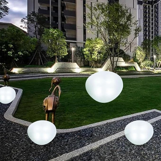 Solar Small Garden Lights Outdoor Glow Cobblestone Shape Lamp Garden Decor Waterproof Landscape Night Lights for Garden Paths, Stairs, Lawns, Patios, Yard, 4 Pack (Cool White)