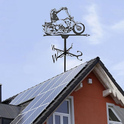 Black Weather Vane Animal Statue Wind Direction Indicator Garden Measuring Tool Crafts Ornament, Motorcycle