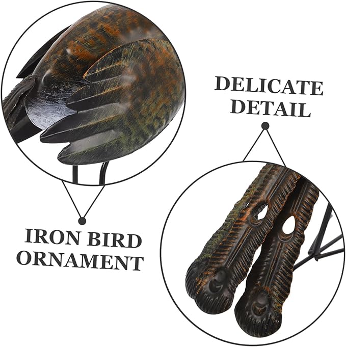 GANAZONO Small Metal Bird Statue Garden Iron Figurine for Outdoor Decor Sculpture for Patio and Rustic Home Decoration