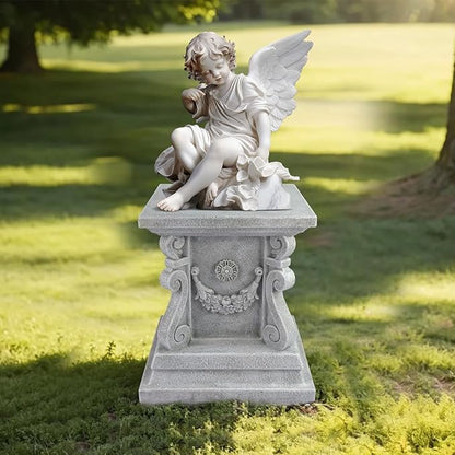 Square Garden Pedestal Sculpture Plinth Base Riser Pedestal Statuary Stand Outdoor Decor, Indoor Outdoor Sculptural Garden Plinth Base Statue Riser Home Decoration