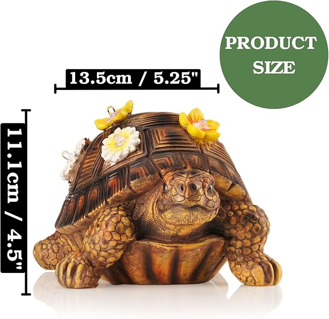Muldale Turtle Hide a Key Outside - Solar Powered - Outdoor Decorative Spare Key Hider - Decorative Terence The Tortoise Ornament for Yard