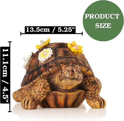 Muldale Turtle Hide a Key Outside - Solar Powered - Outdoor Decorative Spare Key Hider - Decorative Terence The Tortoise Ornament for Yard