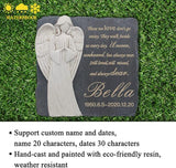 Personalized Garden Memorial Stones for Loved Ones Outside, Angel Memorial Stones Plaques Engraved with Name - Customized Grave Plaques Headstones for Cemetery(Square)
