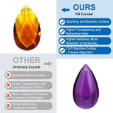 PATIKIL K9 Crystal Pendants Teardrop Beads, 10 Pack 38mm Chandelier Prisms DIY Amber