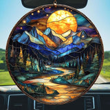 Moutain Range Acrylic Suncatcher Stained Glass Effect Window Car Hanging Christmas Ornament Indoor Outdoor Decor Garden Sun Catcher Panel for Scenery Lover for Women Mom Grandma