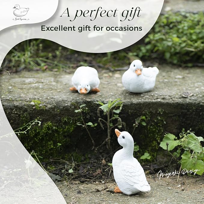 Duck Yard Decorations Outdoor Ornaments, Goose Statue Duck Figurine Garden Statues Resin Animal Figurines, Duck Decor for Garden, Porch, Patio, Lawn, Home (Set of 3)