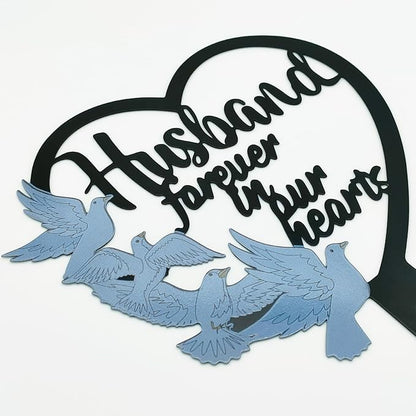 HPMAISON 11 inch Metal Husband Memorial Stake Grave Decorations for Cemetery Gravesite Sympathy Markers Waterproof Memorial Gifts for Loss of Husband Tombstones Plaque Outdoors Lawn Yard Decor