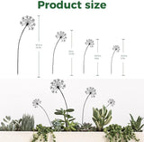 4-Pack Dandelion Metal Flowers for Outside,Black Wild Flower Decorative Garden Stakes for Potted Plants, Metal Yard Art, Gift-Boxed Indoor & Outdoor Garden Decor(Black Dandelion Flower Set)