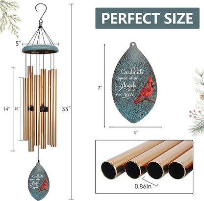 ASTARIN Custom Cardinal Memorial Wind Chimes, 35" Sympathy Gifts Wind Chime for Loss of Mom Dad Sister Son, Personalized Name Date Bereavement Condolence Gift for Outside, Produced in USA