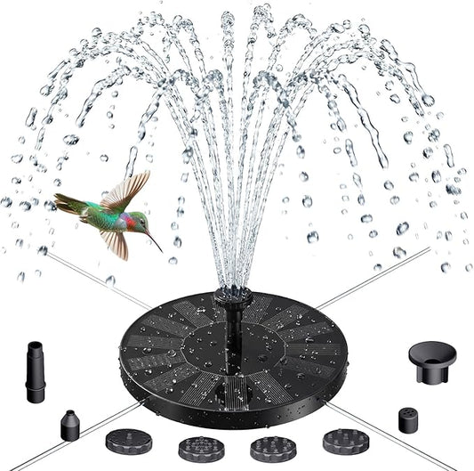 AISITIN Solar Fountain for Bird Bath, Solar Water Fountain Pump with 6 Nozzles, Solar Powered Fountain for Garden, Pond, Pool, Fish Tank and Outdoor Decor