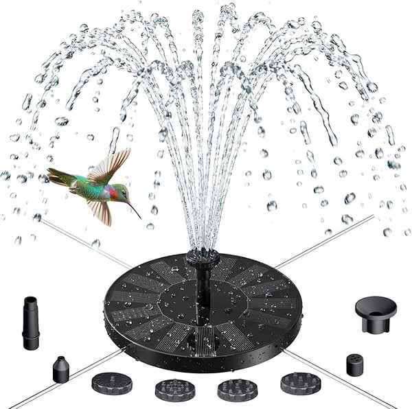 AISITIN Solar Fountain for Bird Bath, Solar Water Fountain Pump with 6 Nozzles, Solar Powered Fountain for Garden, Pond, Pool, Fish Tank and Outdoor Decor