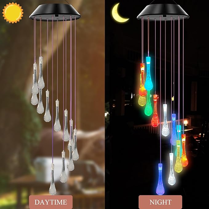 Bolunlun Solar Wind Chimes, Garden Outdoor Decorative Color-Changing Lights, is The Best Gift for mom, Grandma, Children