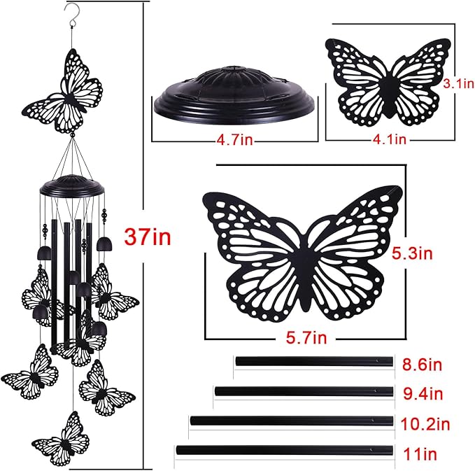 Butterfly Wind Chimes Outdoor Decoration, Mobile Wind Catcher, Retro Wind Bells, Memorial Wind Chime, Blessing Windchime for Home, Balcony, Yard, Room, Xmas, Party, Indoor, Garden Decor, Gifts for Mom