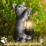 Solar Cat Garden Statue - Outdoor Cat Statues with Lantern Lights for Garden Yard Art Lawn Ornaments Porch Patio Balcony Home House Gardening Gifts for Women Grandma Mom