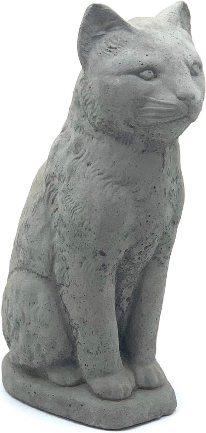 Vintage Sitting Cat: Solid Durable Stone Statue with Distressed Texture. Perfect Home Design & Sealed for Outdoor Use. Handcrafted USA. (Antique/Gray)