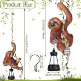 Mudder Solar Light Sloth Garden Statues 7.5'' Resin Hanging Figurine Climbing on 24" L Vine with LED Lantern Decorative Sculpture Waterproof Statues with Hook for Yard Outdoor Patio Yard Wall Decor
