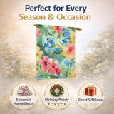 Caroline's Treasures Alaska Forget-me-nots in Watercolor House Flag Large Porch Sleeve Pole Decorative Outside Yard Banner Artwork Wall Hanging, Polyester, House Size, Multicolor